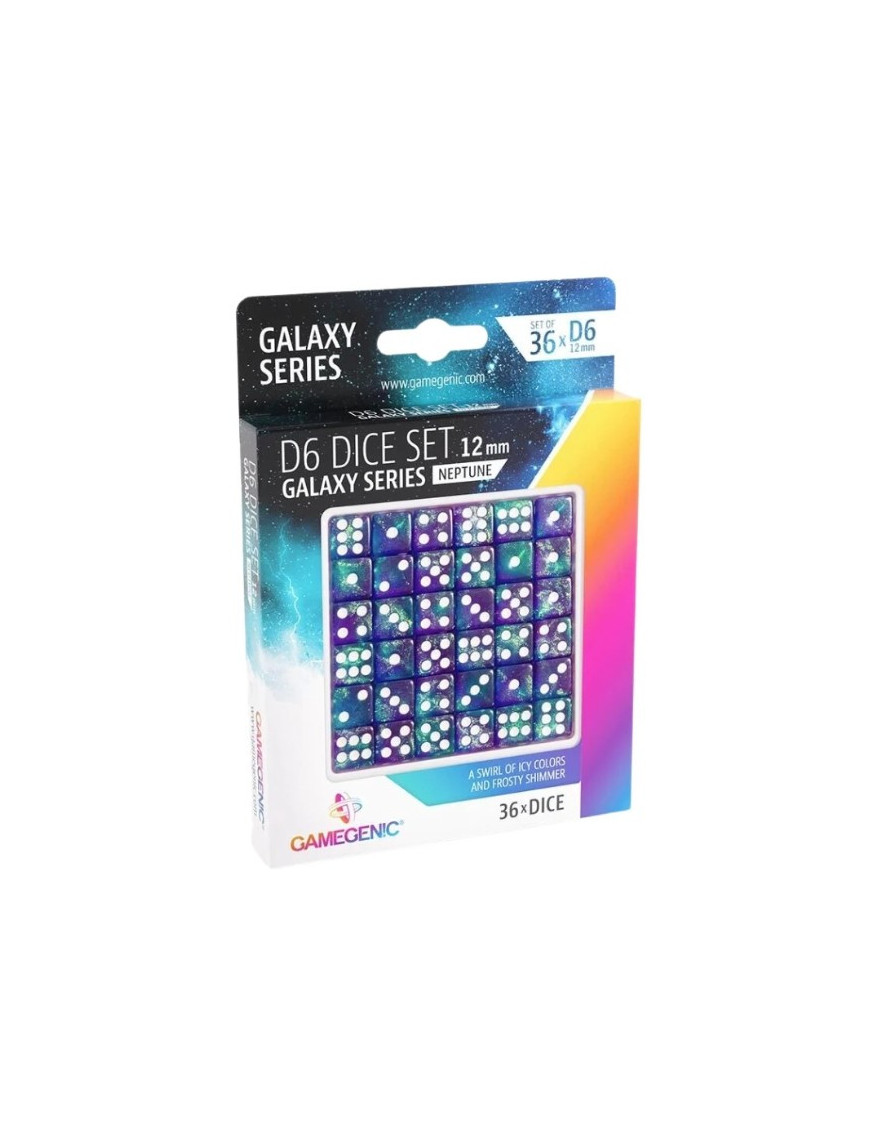 Set de 36 Dés à 6 faces 12mm Galaxy Series neptune Gamegenic